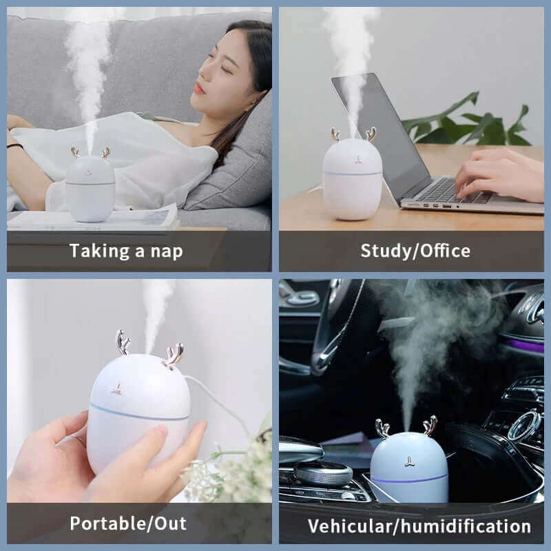 "USB Mini Humidifier with Aromatherapy for Bedroom Air Purification"