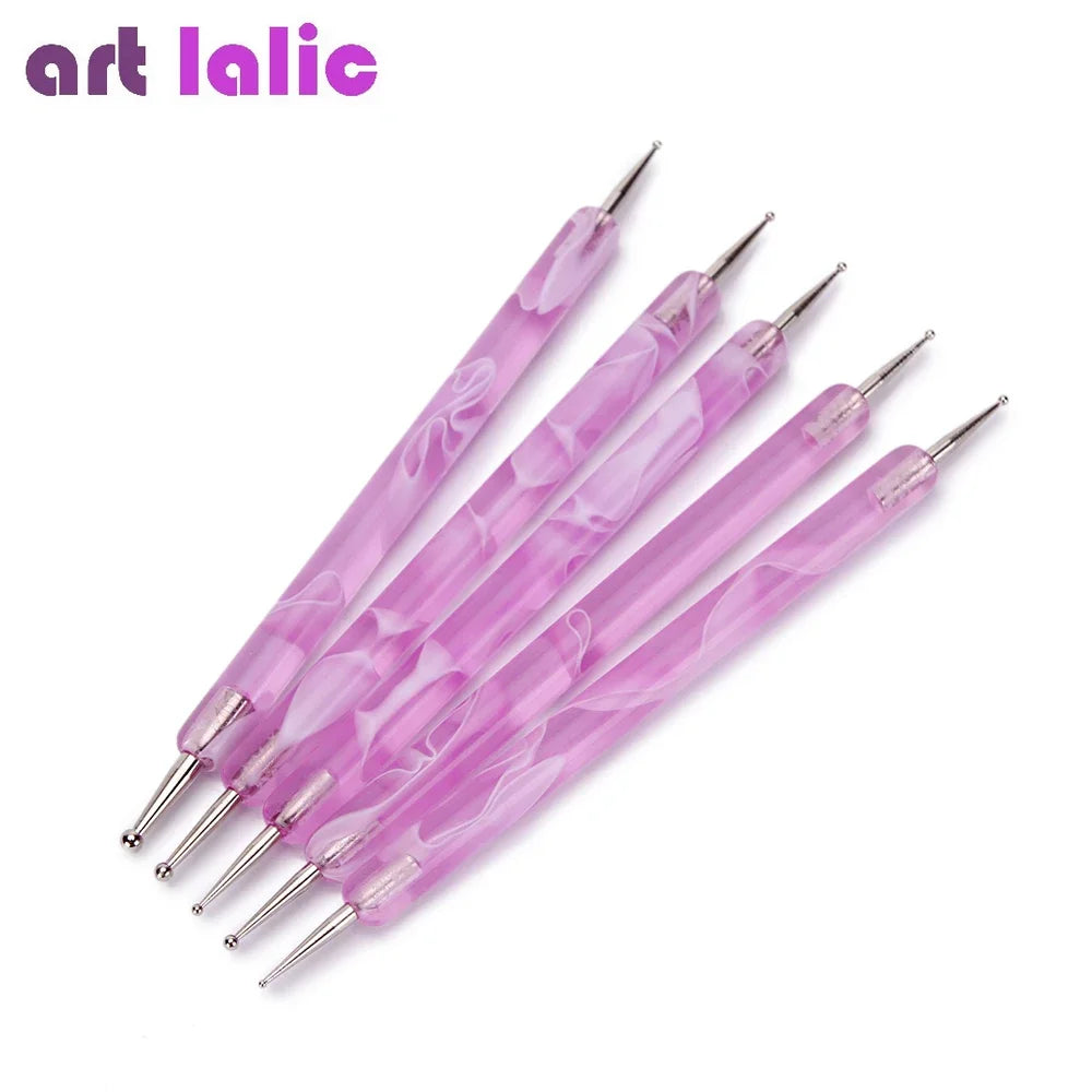 Unleash Your Creativity with the Ultimate 5-Piece Pink Nail Dotting Pen Set for Gorgeous DIY Marble Art and Manicure Masterpieces!