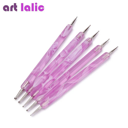 Unleash Your Creativity with the Ultimate 5-Piece Pink Nail Dotting Pen Set for Gorgeous DIY Marble Art and Manicure Masterpieces!