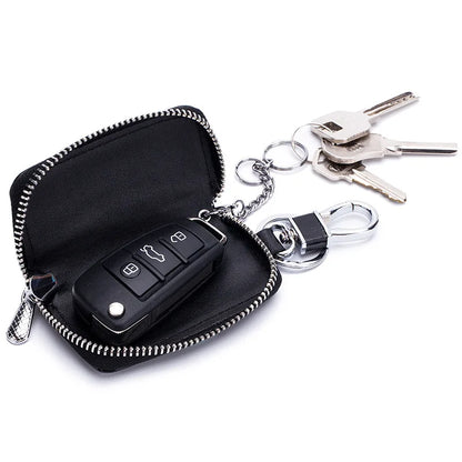 Premium Leather Mini Key Holder Pouch - Stylish Organizer for Car Keys & Wallet Essentials - Unisex Design
