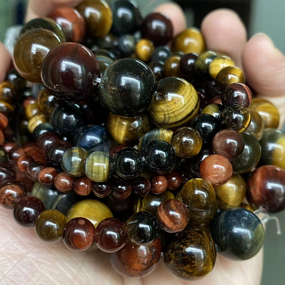Vibrant Natural Stone Beads for Jewelry Making - Tiger Eye, Lava, Amazonite, Turquoise, Agate & Jasper in 4mm, 6mm, 8mm, 10mm Sizes for Stunning DIY Bracelets and Necklaces