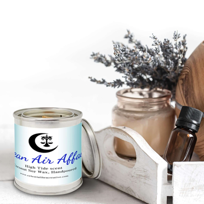 Artisanal Candle Collection: Scented Paint Can Delights with Wooden Wicks & Coconut Soy Wax