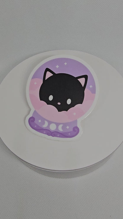 Crystal Ball Cat Vinyl Sticker - Durable vinyl crystal ball sticker