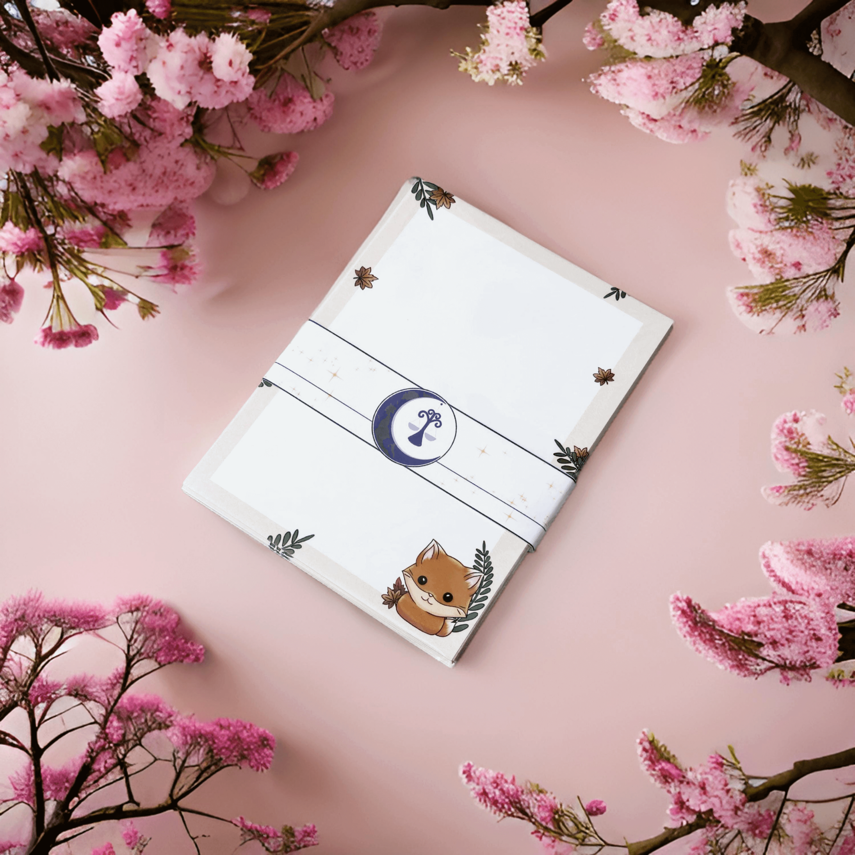 Handmade Notepad with Fox Design & Fall Leaf Border - Cozy Autumn Vibes