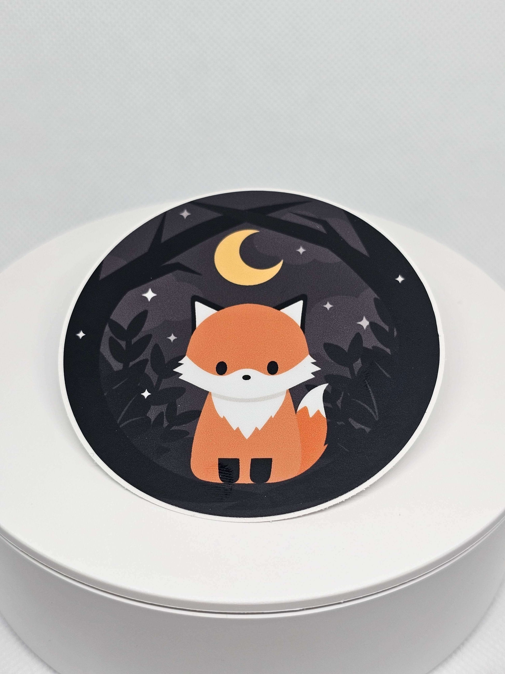 Dark Forest Fox Vinyl Sticker - What a cute, adorable, squishable fox!