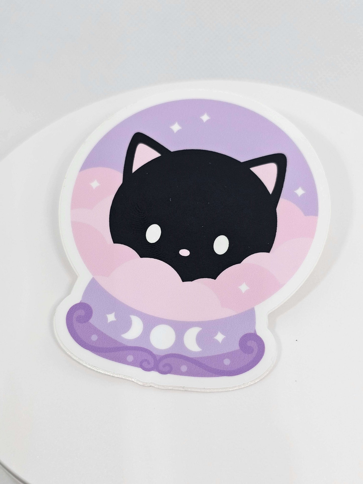 Crystal Ball Cat Vinyl Sticker - Durable vinyl crystal ball sticker