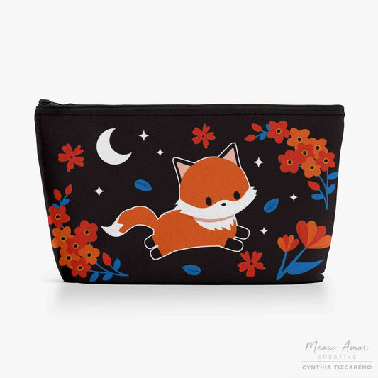 Midnight Fox Canvas Zipper Bag - Keep your valuables safe and stylish!