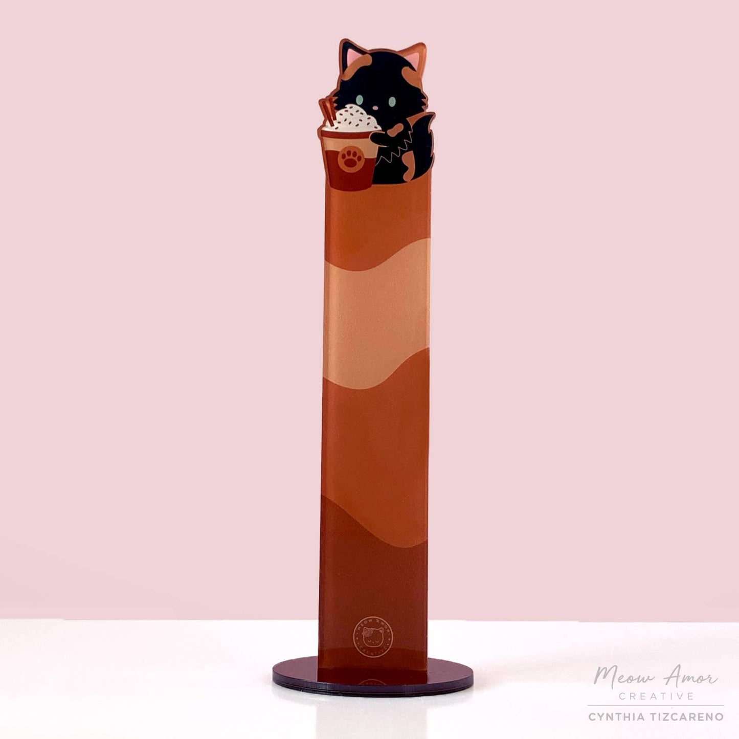 Cat Acrylic Coffee Tortie Washi Stands -  Adding a splash of cuteness!
