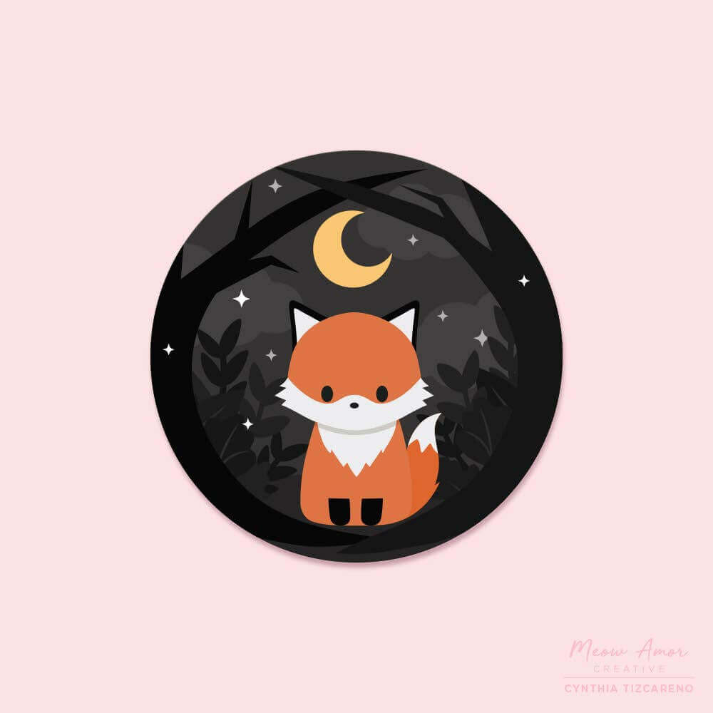 Dark Forest Fox Vinyl Sticker - What a cute, adorable, squishable fox!