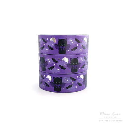 Bat Cat Holographic Washi Tape - Add a little Sparkle and Spook Style!