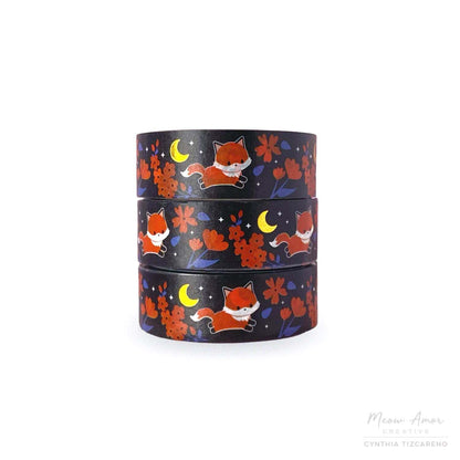 Midnight fox - Adorable Gold Foil Washi Tape, Decorate your Projects