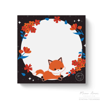 Midnight Fox Sticky notes - This is a uniquely designed sticky notepad