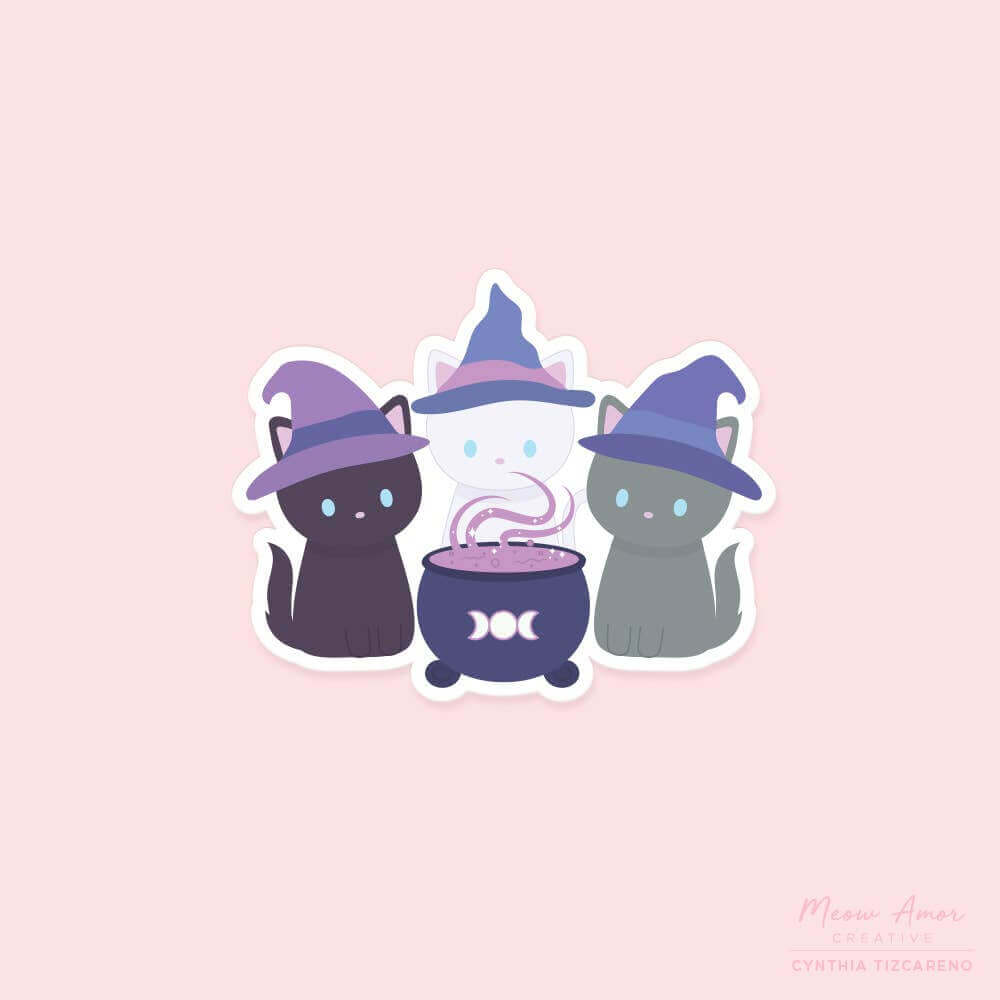 Witch Cats Vinyl Sticker - Add a little Witchy fun to your projects