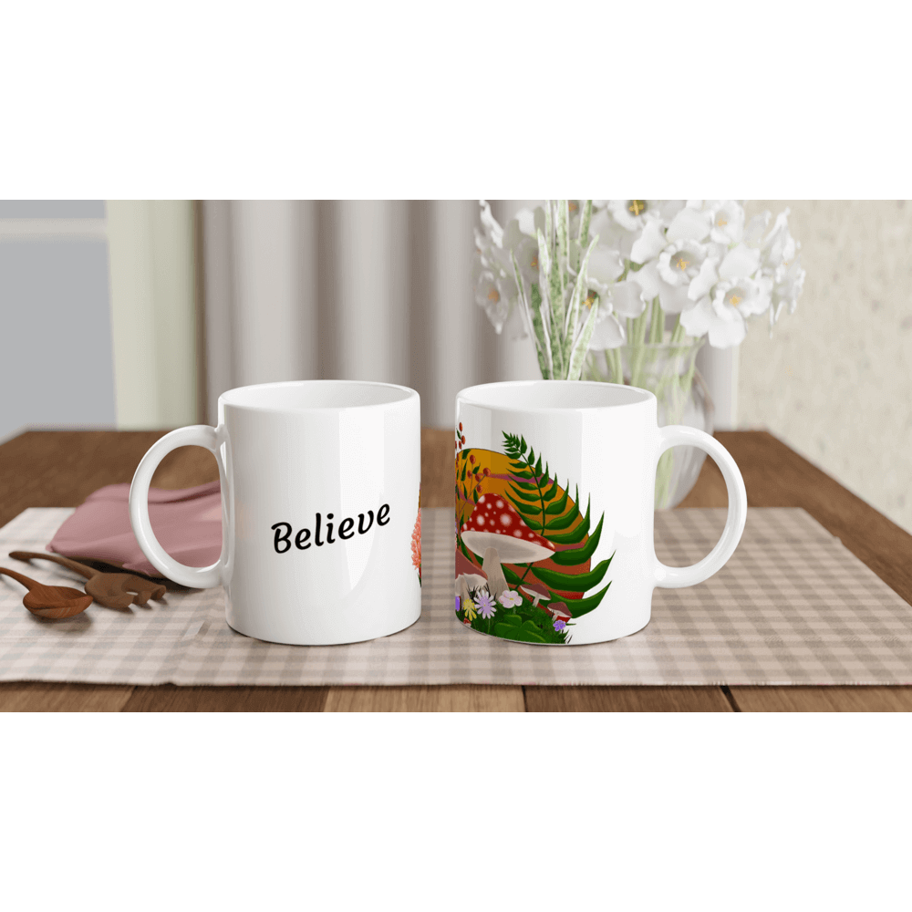 Cottage style - Mushroom, Inspirational Mug, Beautiful Floral Design