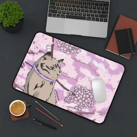 Whiskers in Bloom: Cat cafe deskmat - Purr-fectly PersonalizStep into a world of whimsy and wonder with our Purrfect Sakura Serenity Desk Pad! This delightful accessory features an adorable cat lounging amidst the delicate piDesk padCelestia Libra CreativeCelestia Libra CreativeCat Sakura Desk Mouse Pad